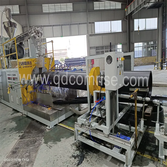 PE Solid Wall Winding Pipe Machine Kasil Dipasang Ing Pabrik Pelanggan Shandong